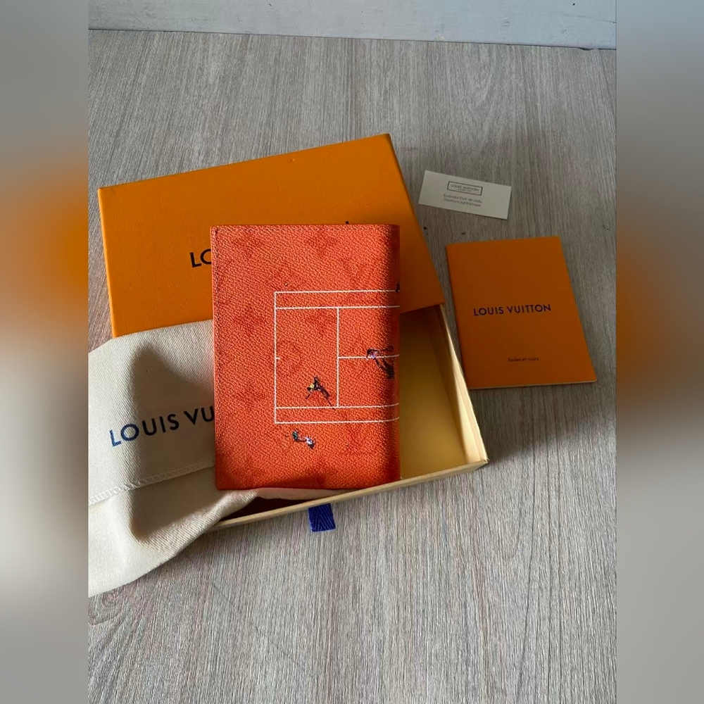 Louis Vuitton Orange Tennis Court Passport Cover - Picture 2 of 7